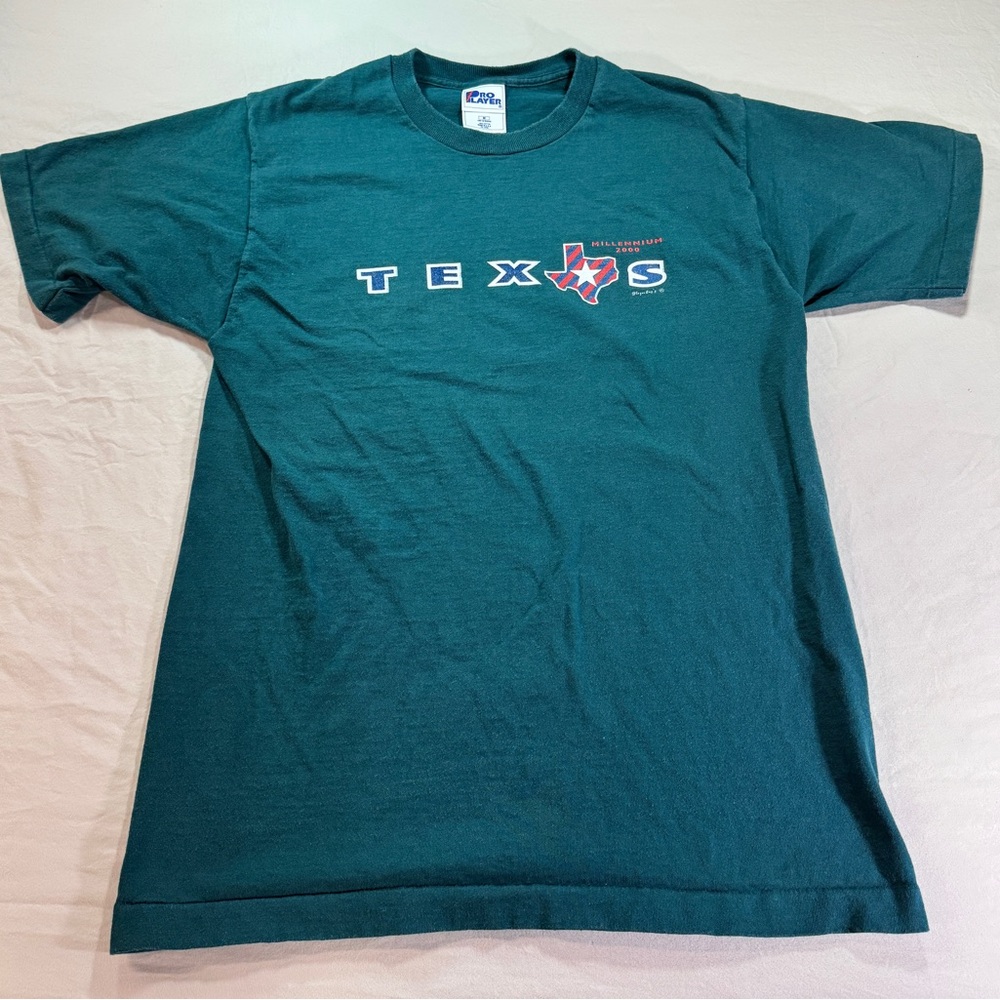 Vintage Pro Player Texans Texas T-Shirt Mens M Made in USA Single Stitch Green